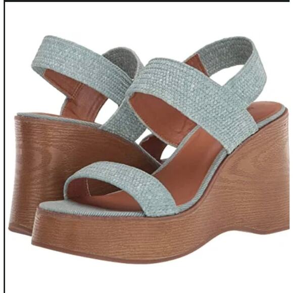 Lucky Delukah Ankle Strap Slingback Platform Wedge Sandal Wrought Iron 9.5 New - Picture 2 of 10